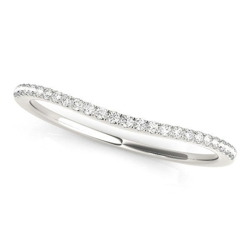 Bids.com 14k White Gold Pave Style Setting Curved Diamond Wedding Band (1/10 cttw) Rings