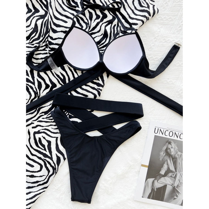 Crisscross Halter Neck Bikini Set