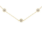 Bids.com Yellow Color Plated Sterling Silver Diamond Station Necklace (1/2 cttw, K-L Color, I2-I3 Clarity) Necklaces