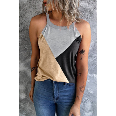 Color Block Grecian Neck Tank