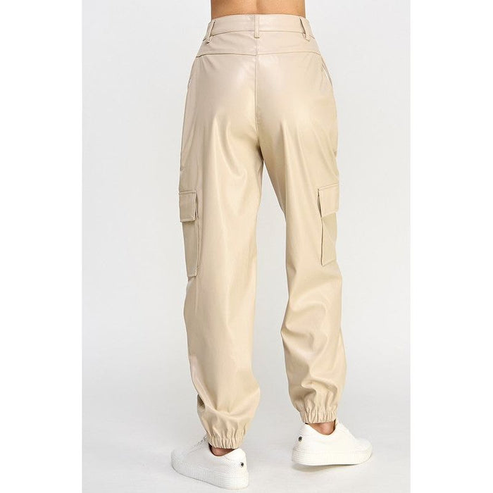 RELAXED VEGAN LEATHER CARGO PANTS