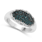 Bids.com 0.45 Carat Genuine Blue Diamond and White Diamond .925 Sterling Silver Ring Rings