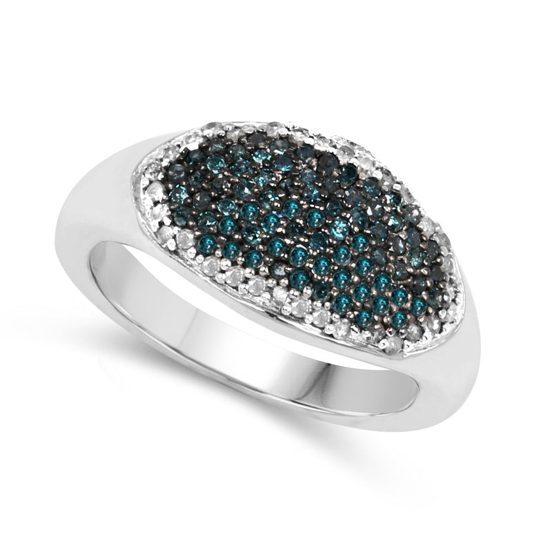 Bids.com 0.45 Carat Genuine Blue Diamond and White Diamond .925 Sterling Silver Ring Rings
