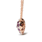 Bids.com 18K Rose Gold 3/4 Cttw Diamond and Purple Amethyst Cluster Heart Shape 18" Pendant Necklace (G-H Color, SI1-SI2 Clarity) Necklaces