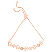 Bids.com Rose Plated Sterling Silver Diamond Heart-Linked Bolo Bracelet (0.30 cttw, H-I Color, I2-I3 Clarity) Bracelets