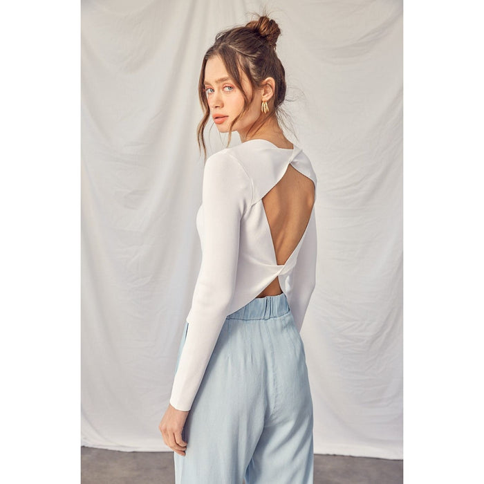 Idem Ditto Twisted Backless Long Sleeve Knit Top