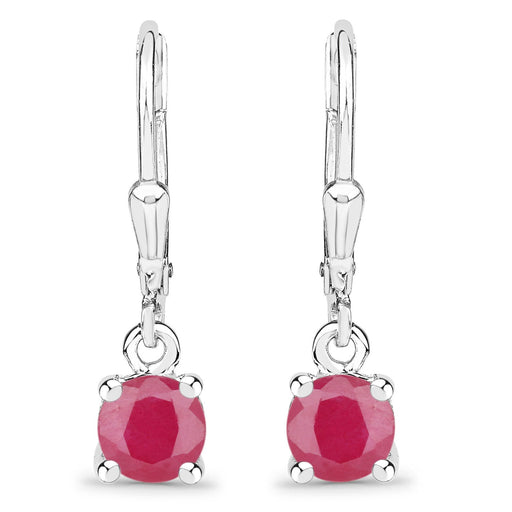 Bids.com 1.20 Carat Genuine Ruby .925 Sterling Silver Earrings Earrings