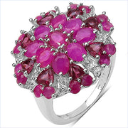 Bids.com 3.90 Carat Genuine Ruby & Rhodolite .925 Sterling Silver Ring Rings