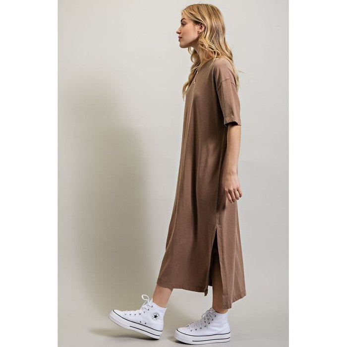 VENTED HEAVY COTTON WASHED DRESS