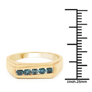 Bids.com 14K Yellow Gold Plated 0.35 Carat Genuine Blue Diamond .925 Sterling Silver Ring Rings