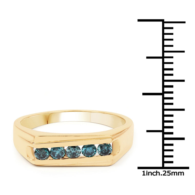 Bids.com 14K Yellow Gold Plated 0.35 Carat Genuine Blue Diamond .925 Sterling Silver Ring Rings
