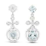 Bids.com 4.42 Carat Genuine Aquamarine and White Zircon .925 Sterling Silver Earrings Earrings