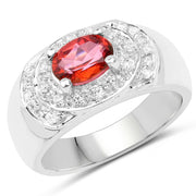 Bids.com 1.37 Carat Genuine Pink Topaz and White Cubic Zirconia .925 Sterling Silver Ring Rings
