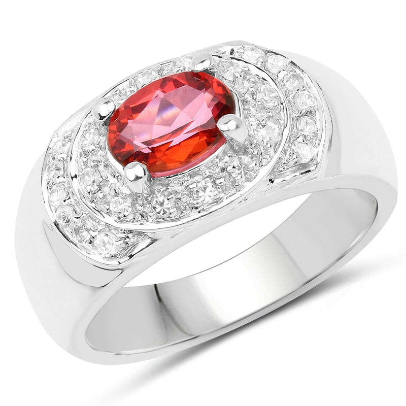 Bids.com 1.37 Carat Genuine Pink Topaz and White Cubic Zirconia .925 Sterling Silver Ring Rings