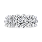 Bids.com 10K White Gold 2 1/2 Cttw Round Natural Diamond 3 Row Band Ring (I-J Color, I1-I2 Clarity) - Ring Size 7 Rings