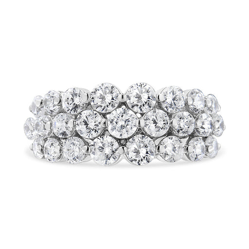 Bids.com 10K White Gold 2 1/2 Cttw Round Natural Diamond 3 Row Band Ring (I-J Color, I1-I2 Clarity) - Ring Size 7 Rings