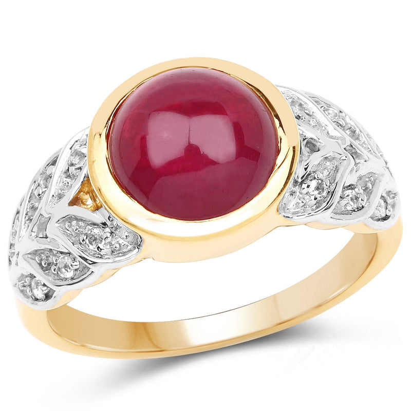 Bids.com 5.11 Carat Glass Filled Ruby and White Topaz .925 Sterling Silver Ring Rings