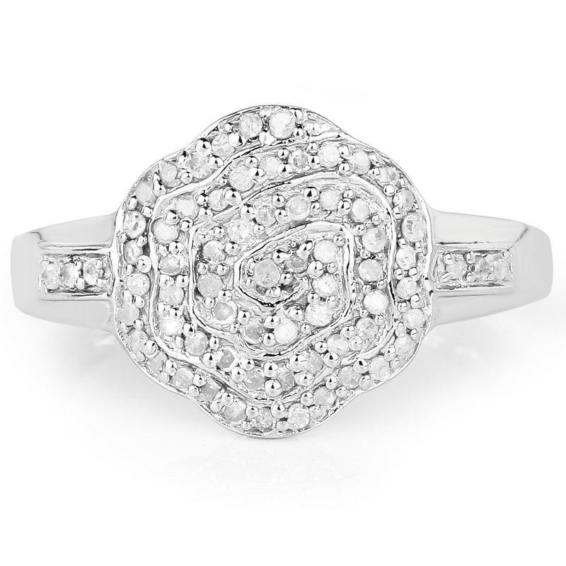 Bids.com 14K Yellow Gold Plated 0.29 Carat Genuine White Diamond .925 Sterling Silver Ring Rings