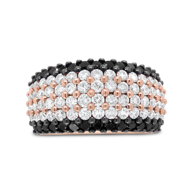 Bids.com 18K Rose Gold 2 1/5 Cttw Black and White Diamond 6 Row Band Ring (F-G and Black Color, VS1-VS2 Clarity) - Ring Size 7 Rings