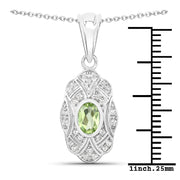 Bids.com 0.55 Carat Genuine Peridot and White Topaz .925 Sterling Silver Pendant Pendants