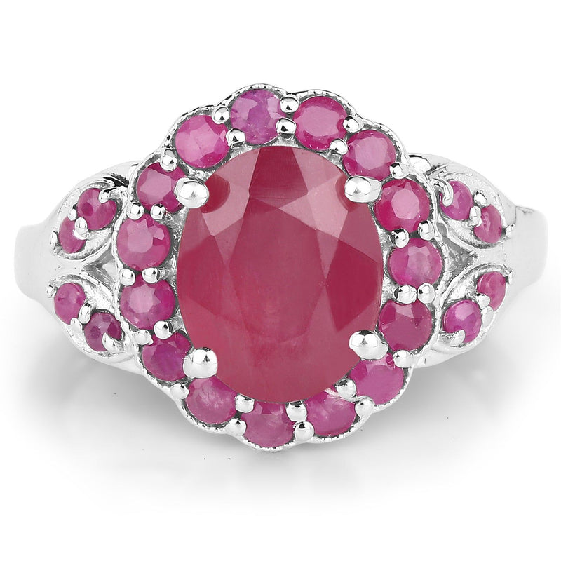 Bids.com 4.43 Carat Glass Filled Ruby and Ruby .925 Sterling Silver Ring Rings