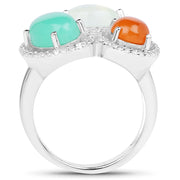 Bids.com 4.82 Carat Genuine Multi Stone .925 Sterling Silver Ring Rings
