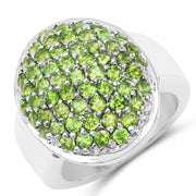 Bids.com 2.17 Carat Genuine Chrome Diopside .925 Sterling Silver Ring Rings
