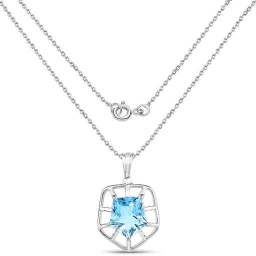 Bids.com 7.60 Carat Genuine Blue Topaz .925 Sterling Silver Pendant Pendants