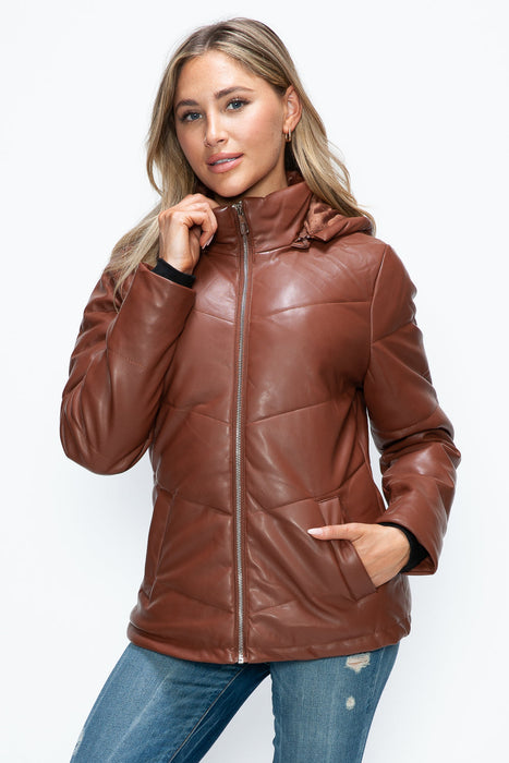 Pocketed Zip Up Puffer Jacket with Removable Hood