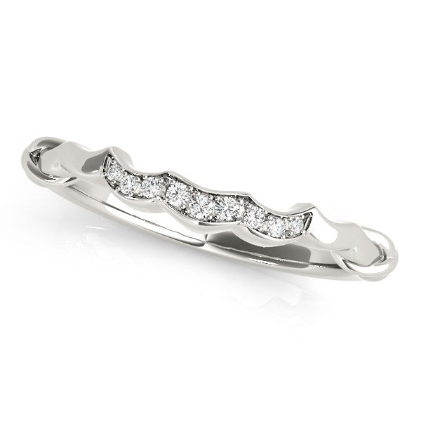Bids.com 14k White Gold Scallop Wedding Band (1/20 cttw) Rings