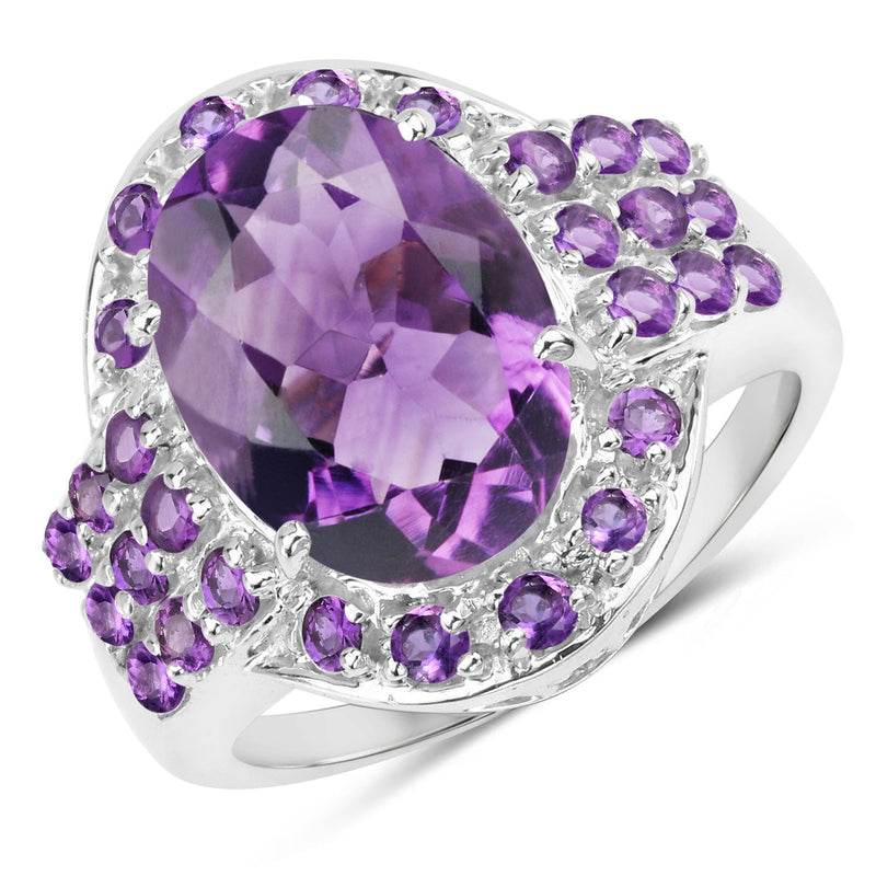 Bids.com 5.64 Carat Genuine Amethyst .925 Sterling Silver Ring Rings