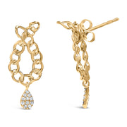Bids.com 14K Yellow Gold Plated .925 Sterling Silver 1/10 Cttw Diamond Chain Link Teardrop Dangle Earrings (H-I Color, I1-I2 Clarity) Earrings