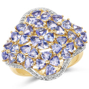 Bids.com 14K Yellow Gold Plated 3.60 Carat Genuine Tanzanite .925 Sterling Silver Ring Rings
