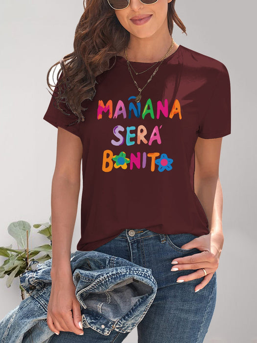 Manana Sera Bonito Graphic Round Neck Short Sleeve T-Shirt