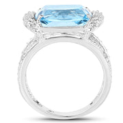 Bids.com 4.78 Carat Genuine Blue Topaz and White Topaz .925 Sterling Silver Ring Rings