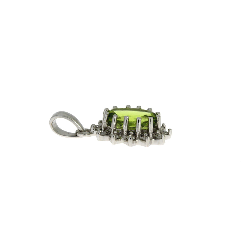 Bids.com .96ct Peridot Diamond Fashion Pendants 10KT White Gold Pendants