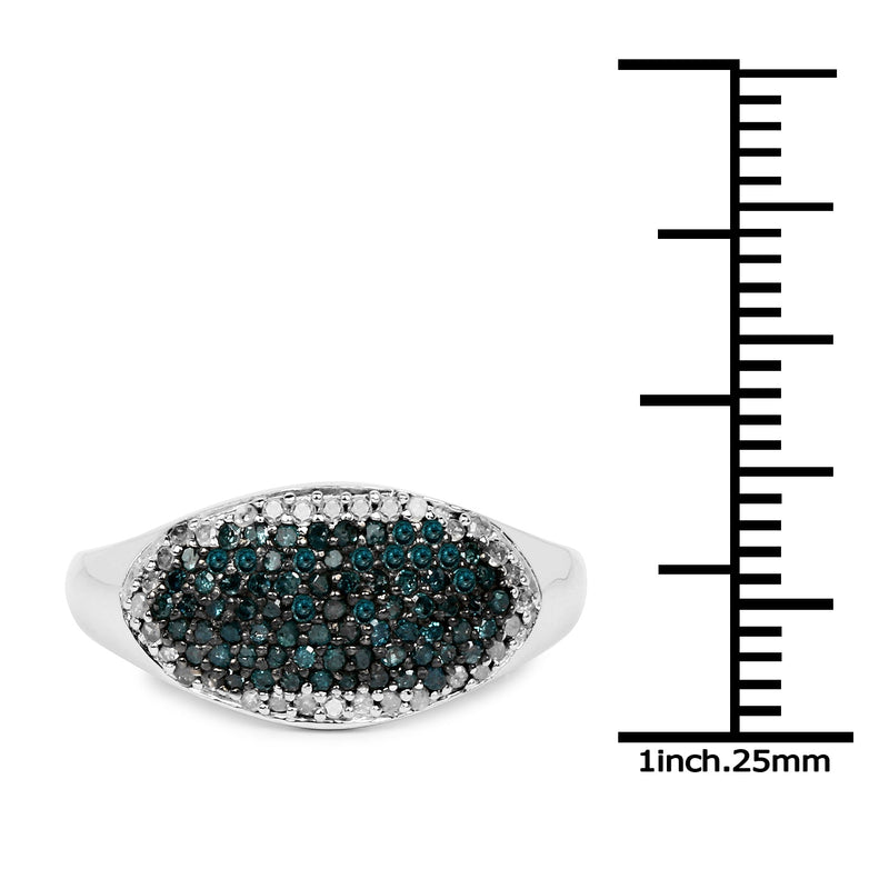 Bids.com 0.45 Carat Genuine Blue Diamond and White Diamond .925 Sterling Silver Ring Rings
