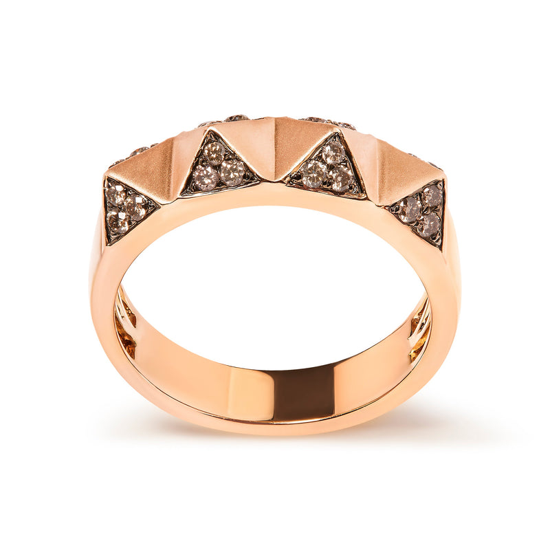 Bids.com 14K Rose Gold 1/4 Cttw Brown Diamond Pyramid Band Ring (Brown Color, SI1-SI2 Clarity)- Size 7 Rings