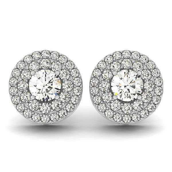 Bids.com 14k White Gold Double Halo Round Diamond Earrings (1 1/4 cttw) Earrings