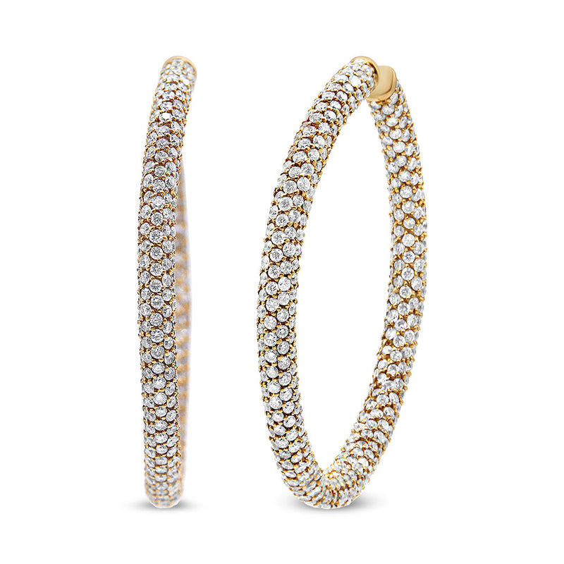Bids.com 18K Rose Gold 6.90 Cttw Pave Set Diamond Inside Out Eternity Hoop Earrings (F-G Color, VS1-VS2 Clarity) Earrings