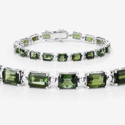 Bids.com 19.04 Carat Genuine Green Tourmaline and White Diamond 14K White Gold Bracelet Bracelets