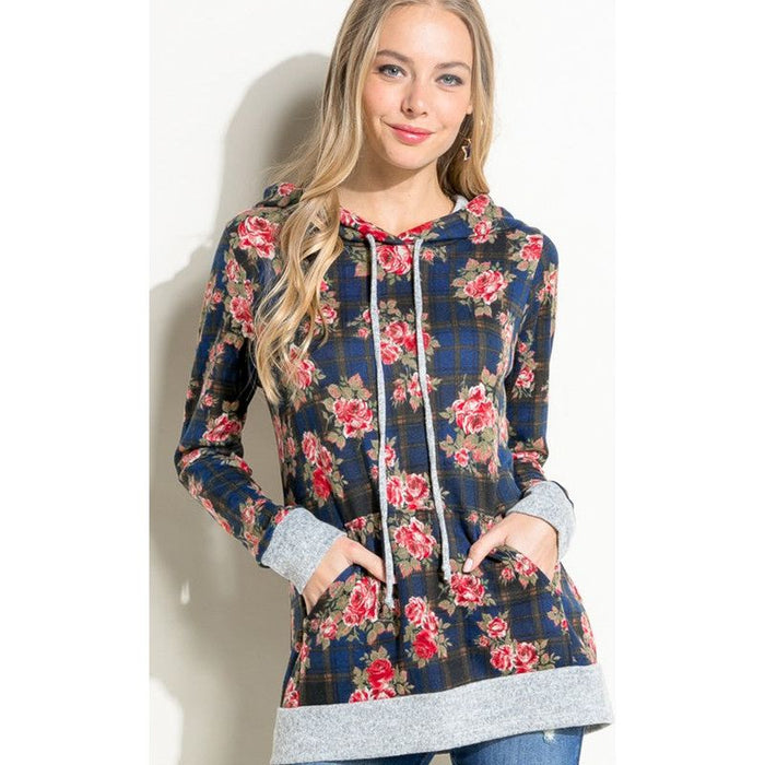 Plaid Floral Mix Sweatshirts