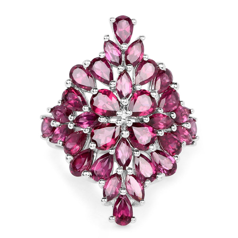 Bids.com 7.52 Carat Genuine Rhodolite .925 Sterling Silver Ring Rings