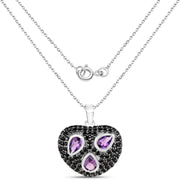 Bids.com 3.19 Carat Genuine Amethyst and Black Spinel .925 Sterling Silver Pendant Pendants