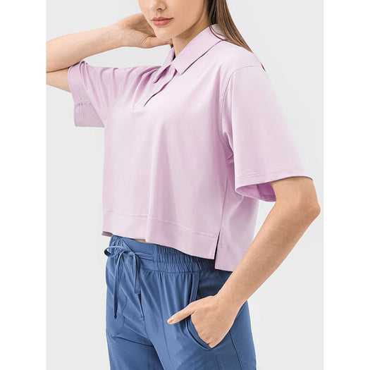 Half Button Short Sleeve Active T-Shirt