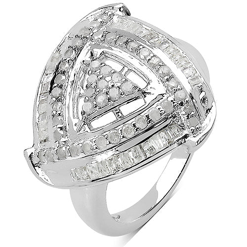 Bids.com 1.23 Carat Genuine White Diamond .925 Sterling Silver Ring Rings