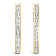 Bids.com 10K Yellow Gold 1.00 Cttw Round and Baguette-Cut Diamond U-Hoop Earrings (H-I Color, SI2-I1 Clarity) Earrings