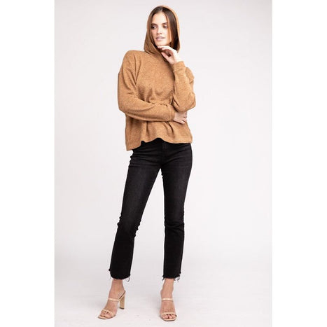 Hooded Brushed Melange Hacci Sweater