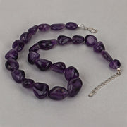 Bids.com Amethyst Beaded Necklace, Genuine Raw Amethyst Beads Necklace for Women in Sterling Silver, February Birthstone Necklace, Gift for Mom Necklaces
