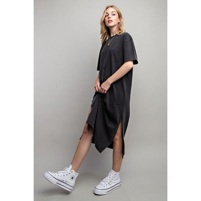 VENTED HEAVY COTTON WASHED DRESS